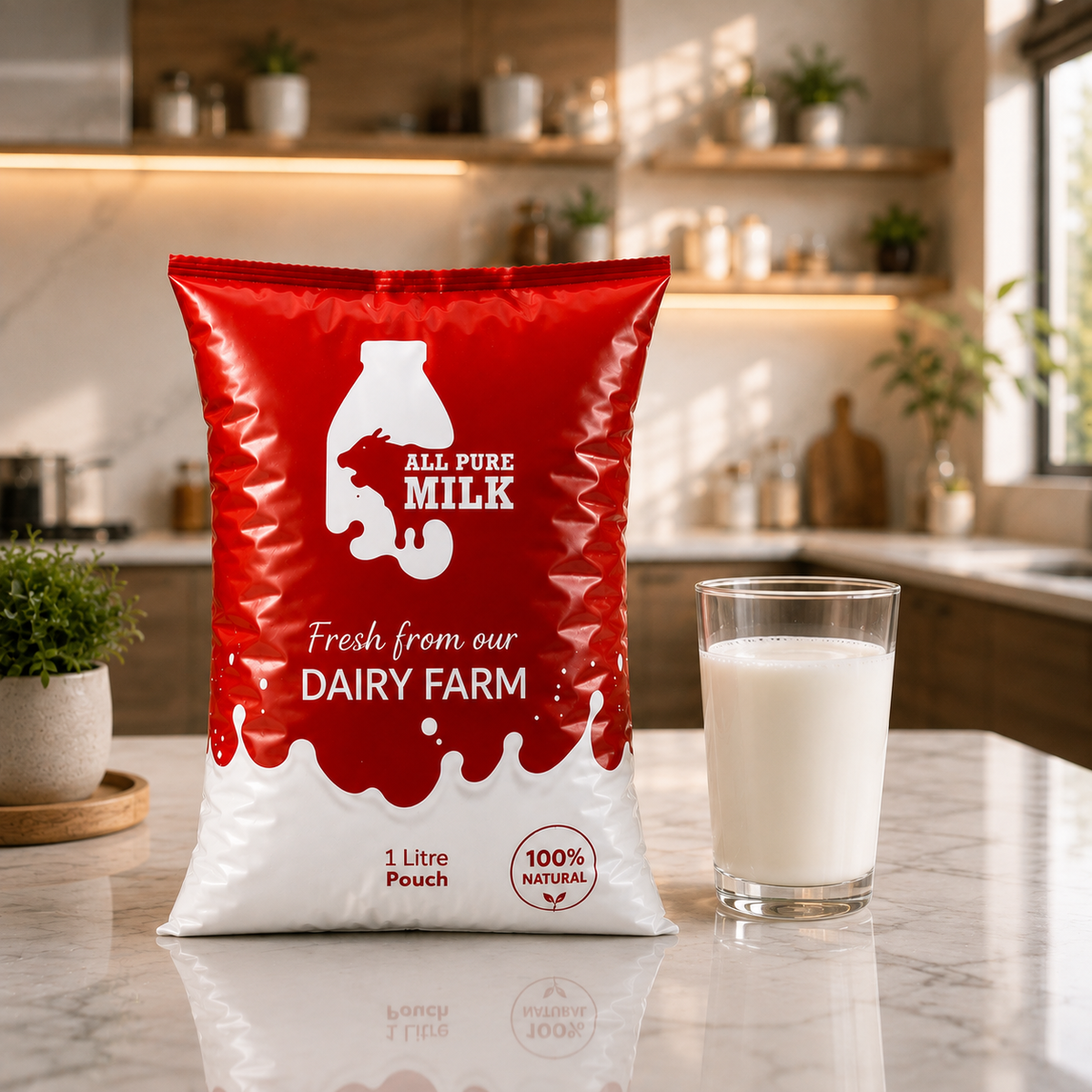 1 litre fresh buffalo milk pouch from All Pure Milk