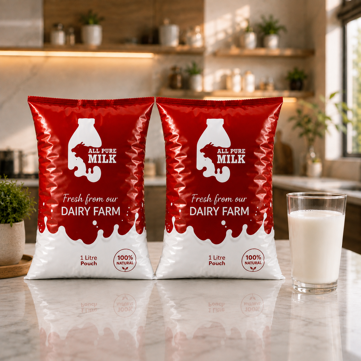 2 litre fresh buffalo milk pouch from All Pure Milk
