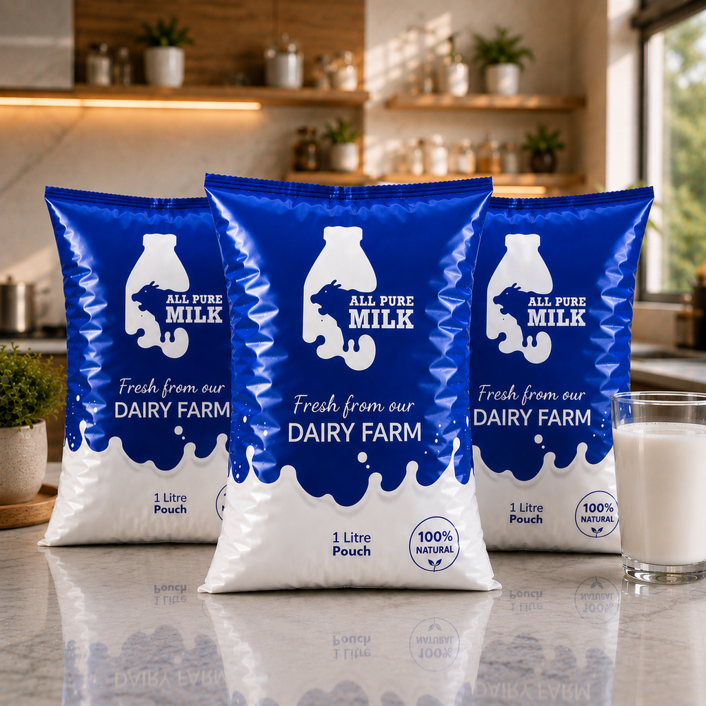 3 litre fresh cow milk pouch from All Pure Milk